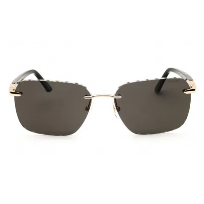 Chopard Schg62 Polarized Rectangular Metal Sunglasses In Gold