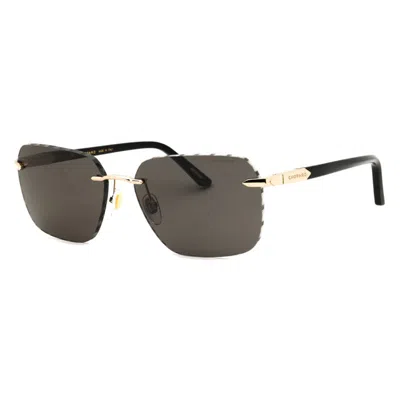 Chopard Schg62 Polarized Rectangular Metal Sunglasses In Gold