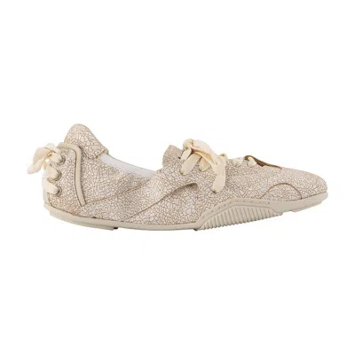 Acne Studios Ballerina Lace-up Sneaker With Premium Leather Uppers In Ivory