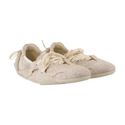 Acne Studios Ballerina Lace-up Sneaker With Premium Leather Uppers In Ivory