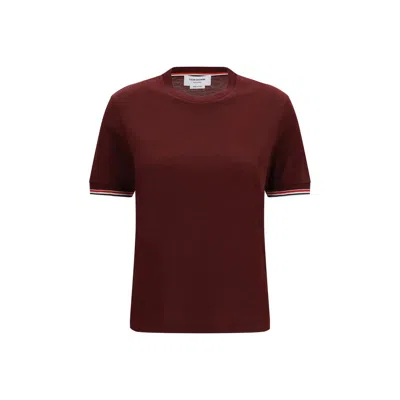Thom Browne Wool-blend With Contrast Trim T-shirt In Brown