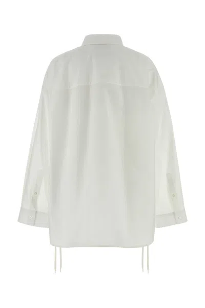 Balenciaga Oversized Button-front Shirt With Drawstring Hem In White