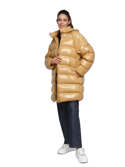 Pinko Quilted Polyamide Down Jacket In Orange