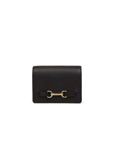 Michael Kors Leather Flap Wallet In Black