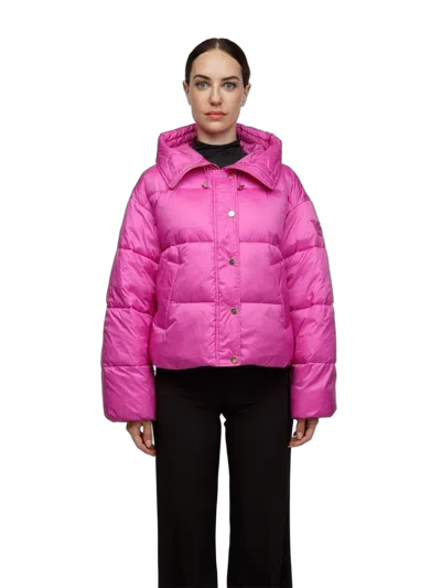 Pinko Quilted Polyamide Down Jacket In Pink