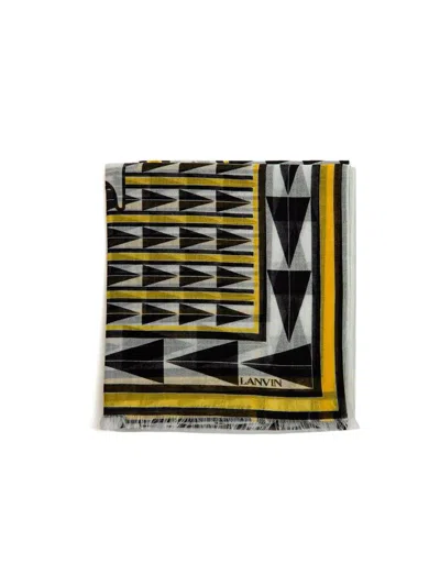 Lanvin Geometric Wool Scarf In Multi
