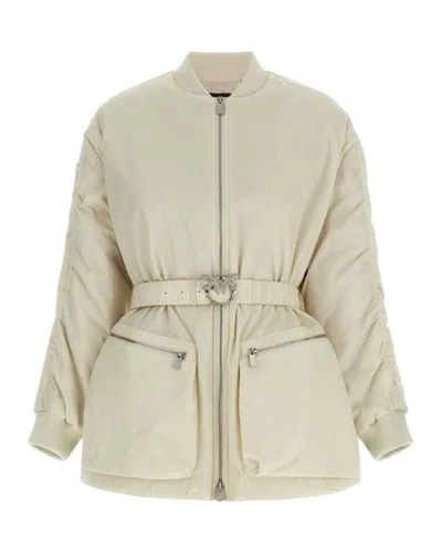 Pinko Quilted Nylon Down Jacket In White