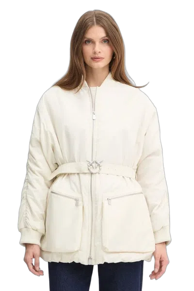Pinko Quilted Nylon Down Jacket In White
