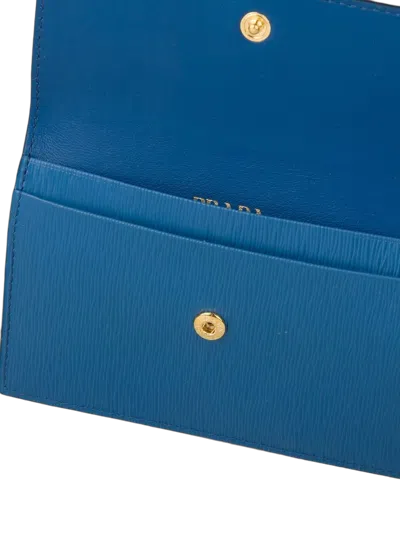 Prada Saffiano Leather Wallet In Blue