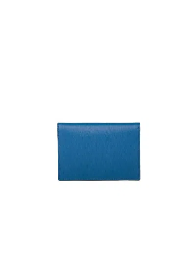Prada Saffiano Leather Wallet In Blue