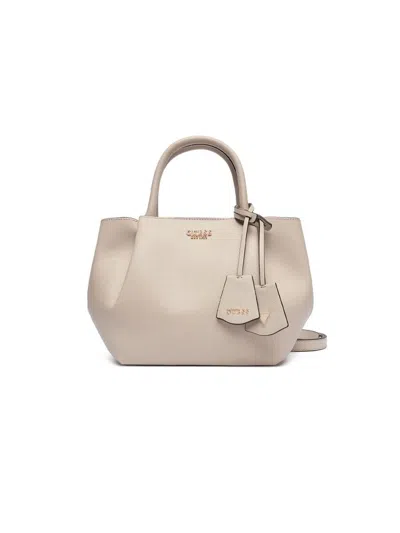 Guess Structured Polyurethane Tote Bag In Beige