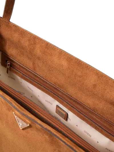 Guess Devon 3 Comp Tote Bag In Brown