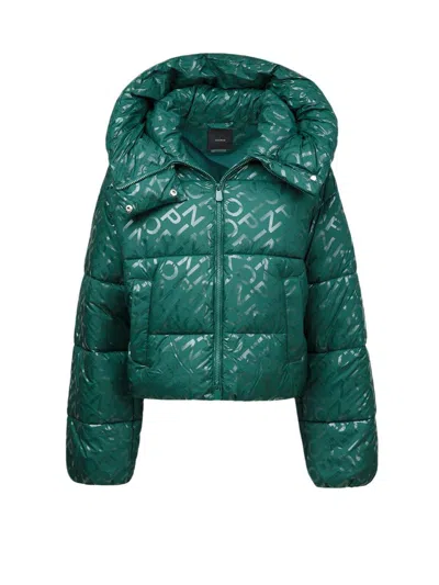 Pinko Quilted Monogram Down Jacket In Green