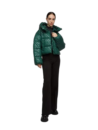 Pinko Quilted Monogram Down Jacket In Green