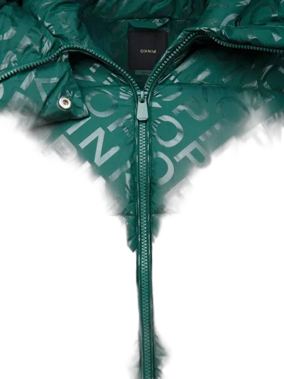 Pinko Quilted Monogram Down Jacket In Green