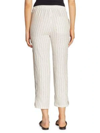 Shop Theory Thorina Striped Linen Pants In Blue White