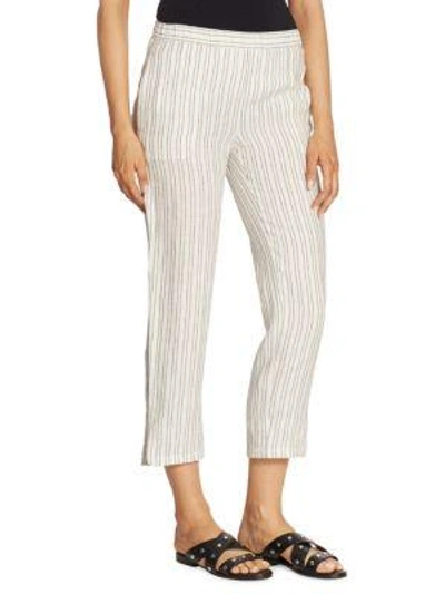 Shop Theory Thorina Striped Linen Pants In Blue White