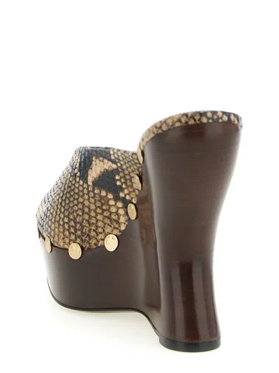 Magda Butrym Python-print Calfskin Wedge Sandal In Brown