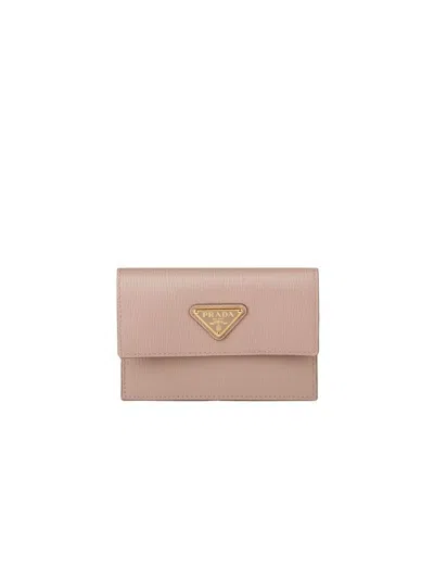 Prada Saffiano Leather Wallet In Beige