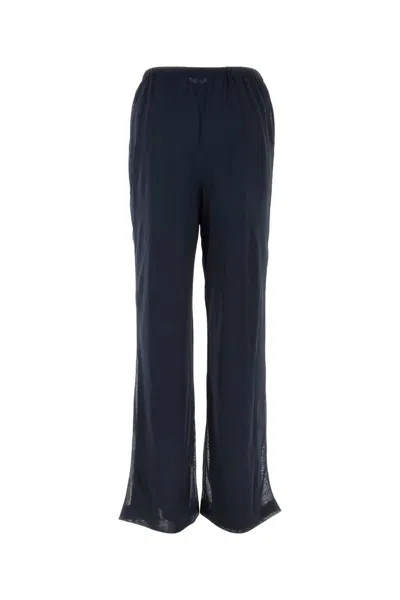 Ferragamo Flared Polyester Trousers In Blue