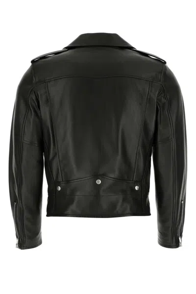 Saint Laurent Leather Biker Jacket In Black