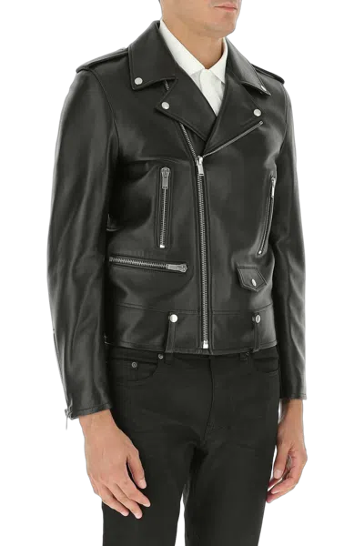 Saint Laurent Leather Biker Jacket In Black