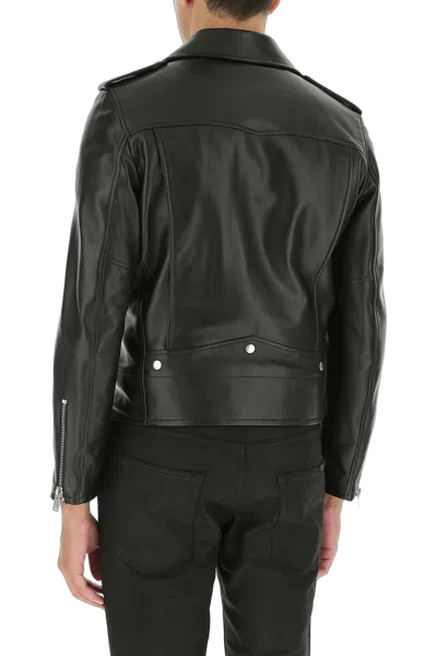 Saint Laurent Leather Biker Jacket In Black