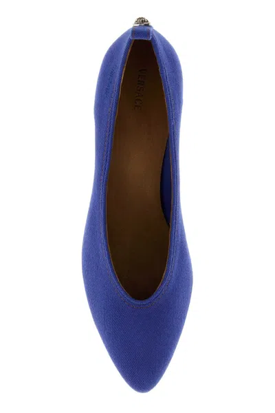 Versace Denim Pumps In Blue