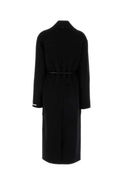 Sportmax Cappotto Zannata Oversize In Double Di Lana In Black