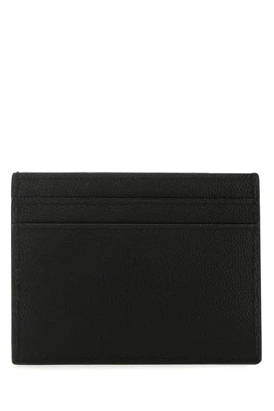 Saint Laurent Paris Pebbled-leather Card Holder In Black