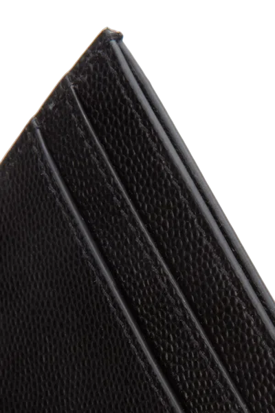 Saint Laurent Paris Pebbled-leather Card Holder In Black