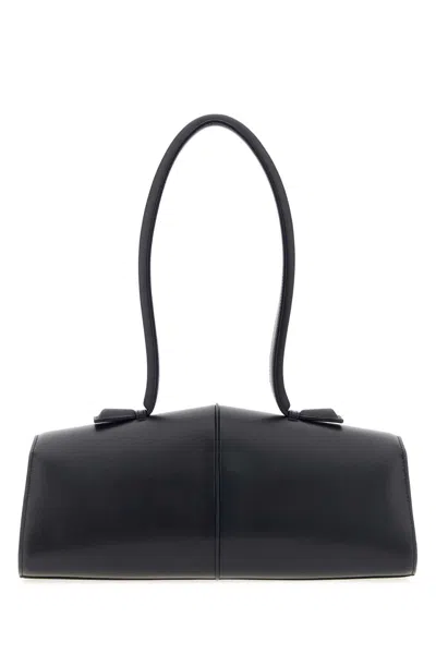 Jil Sander Structured Leather Shoulder Bag In Black