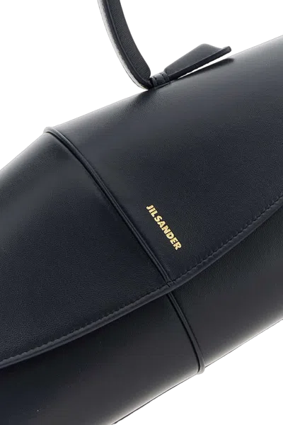 Jil Sander Structured Leather Shoulder Bag In Black