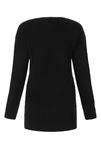 Off-white Virgin Wool Ribbed Sweater In Black