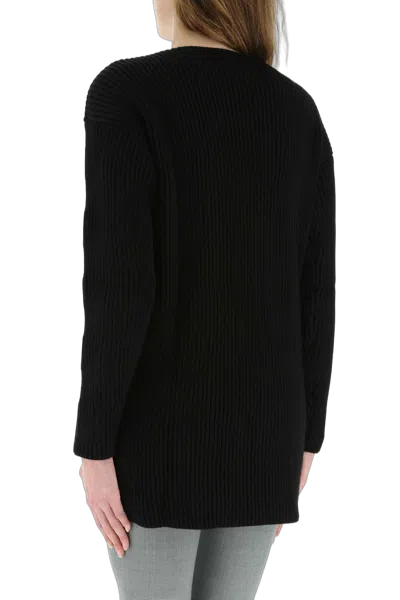Off-white Virgin Wool Ribbed Sweater In Black