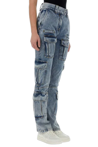 Givenchy Multi-pocket Denim Cargo Pants In Blue