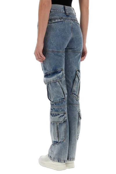 Givenchy Multi-pocket Denim Cargo Pants In Blue