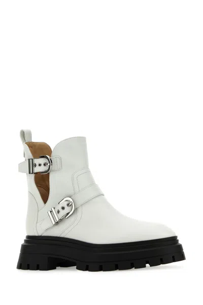 Stuart Weitzman Woman Ankle Boots White Size 7.5 Leather In White