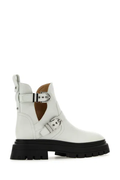 Stuart Weitzman Woman Ankle Boots White Size 7.5 Leather In White