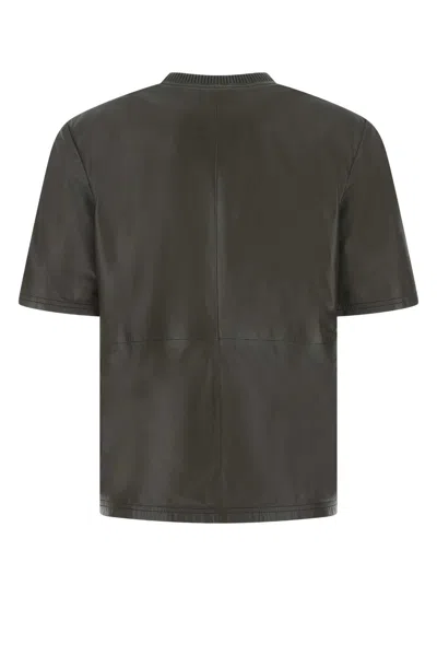 Amiri Leather T-shirt In Gray