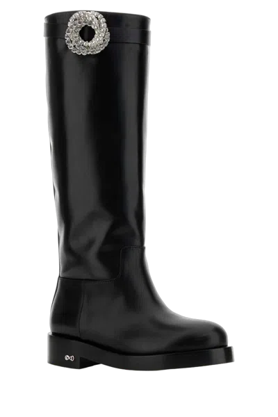 Mach&mach Crystal-embellished Leather Boot In Black