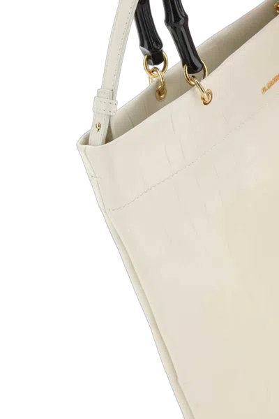 Jil Sander Leather Top Handle Top Handle Bag In Beige