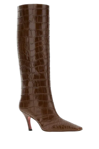 Amina Muaddi Brownprinte Boot In Multi