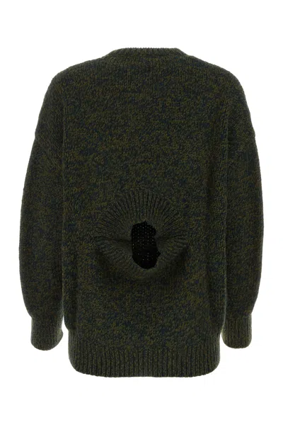 Loewe Melange Wool Blend Sweater In Green
