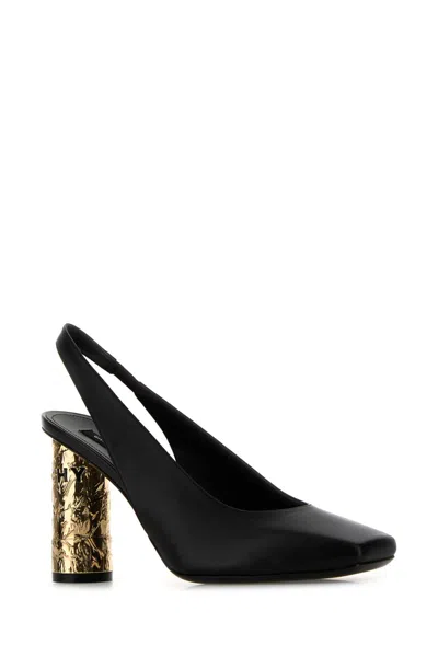 Givenchy Textured Gold Heel Slingback Heel In Black