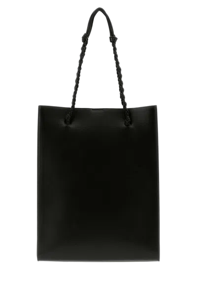 Jil Sander Rectangular Shoulder Bag Smooth Finish Braided Handles In Black