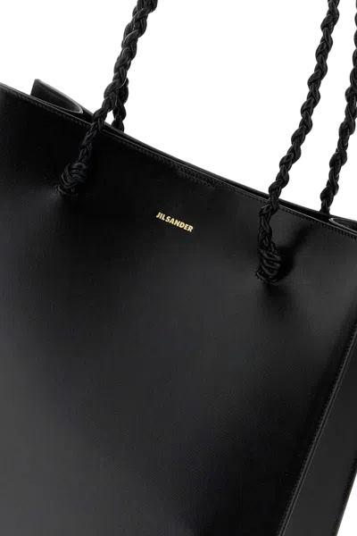 Jil Sander Rectangular Shoulder Bag Smooth Finish Braided Handles In Black