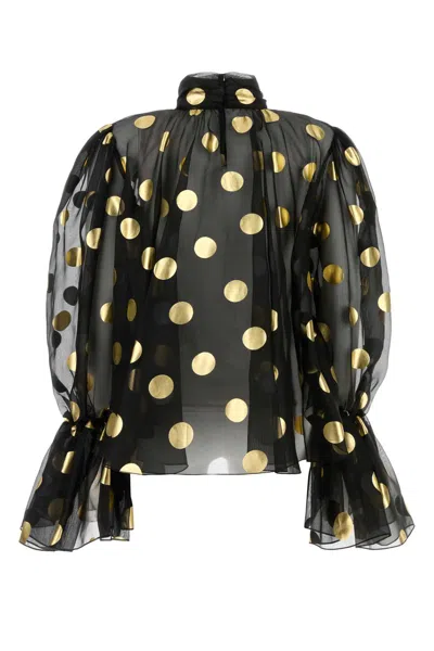 Dolce & Gabbana Printed Light Knit Blouse In Black