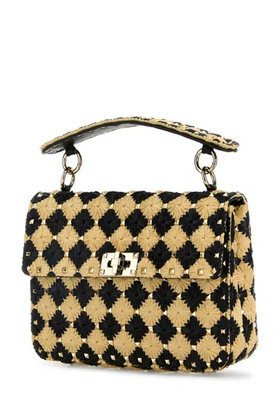 Valentino Garavani Daisy-quilted Raffia Top Handle Bag In Multicolor