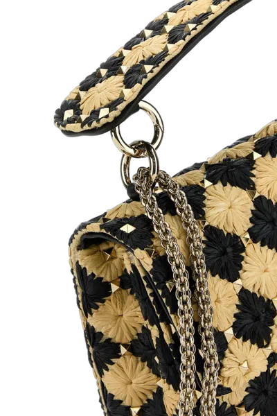Valentino Garavani Daisy-quilted Raffia Top Handle Bag In Multicolor